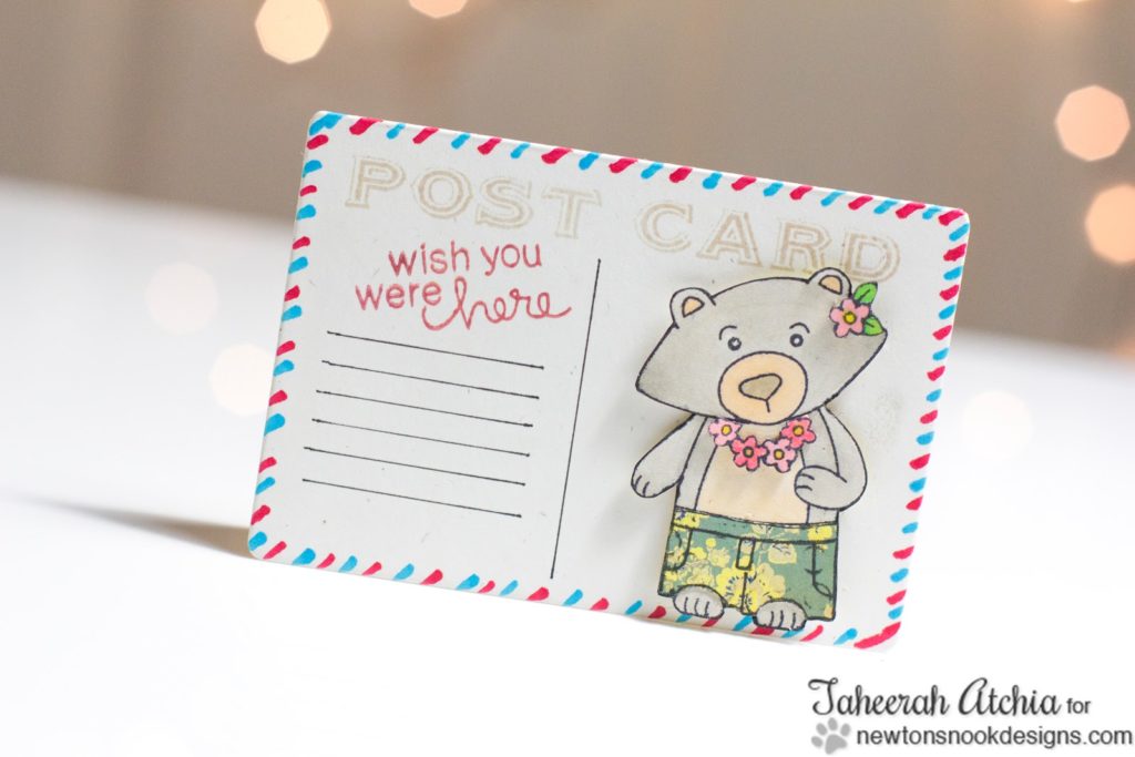 Wish You Were Here Bear Postcard Card by Taheerah Atchia