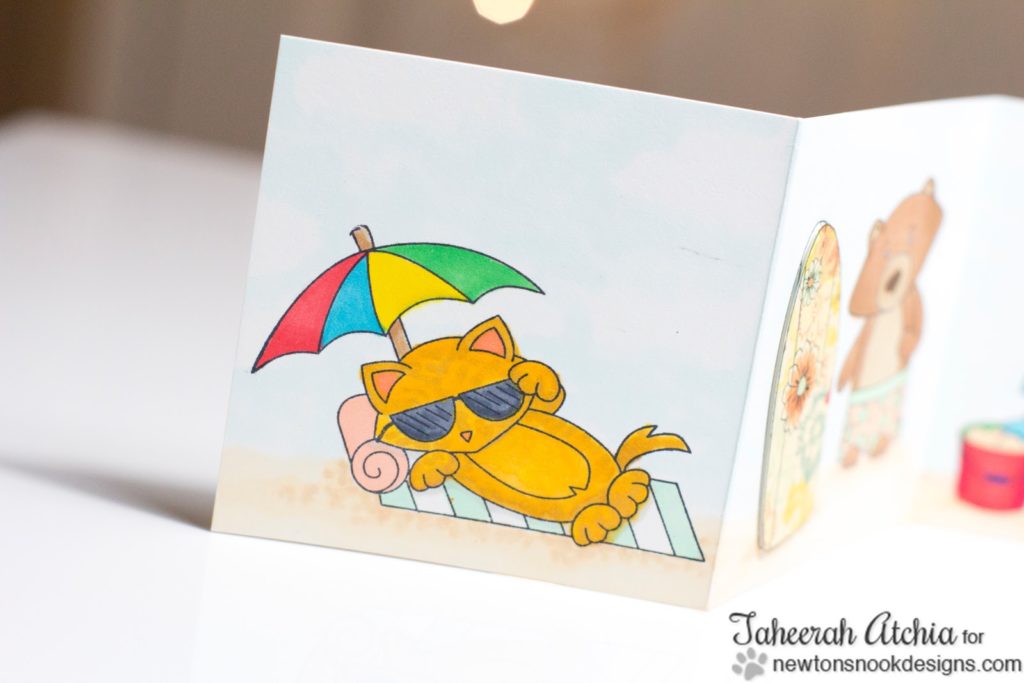 Critters Summer Vacation Wish You Were Here Card by Taheerah Atchia - kitty wearing sunglasses