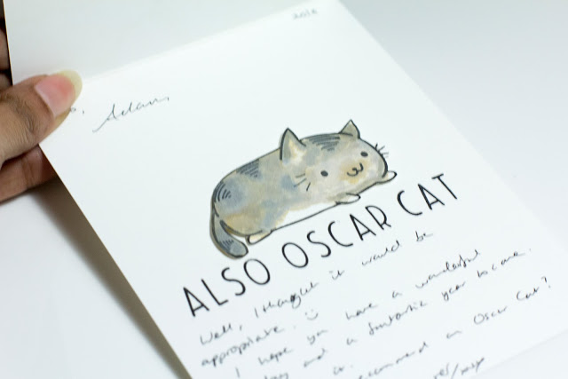 Inside of Fun cute Cat Birthday card - Also Oscar Cat sentiment - by Taheerah Atchia